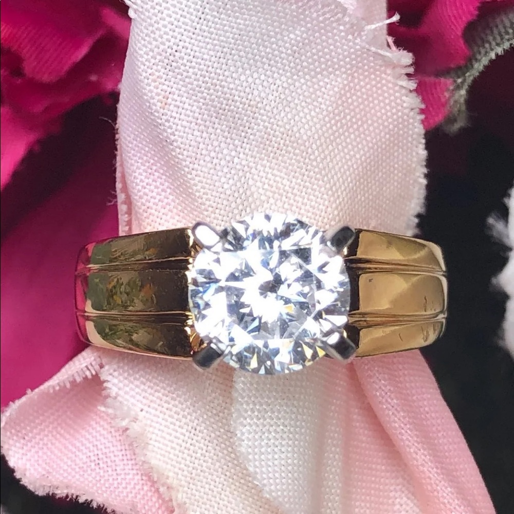 925 stamped sterling/gold cz diamond ring 8